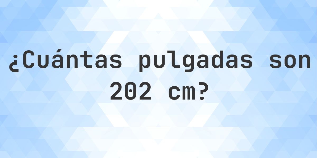 202 cm a pulgadas - 202 cm = 79.53 pulgadas - Calculatio