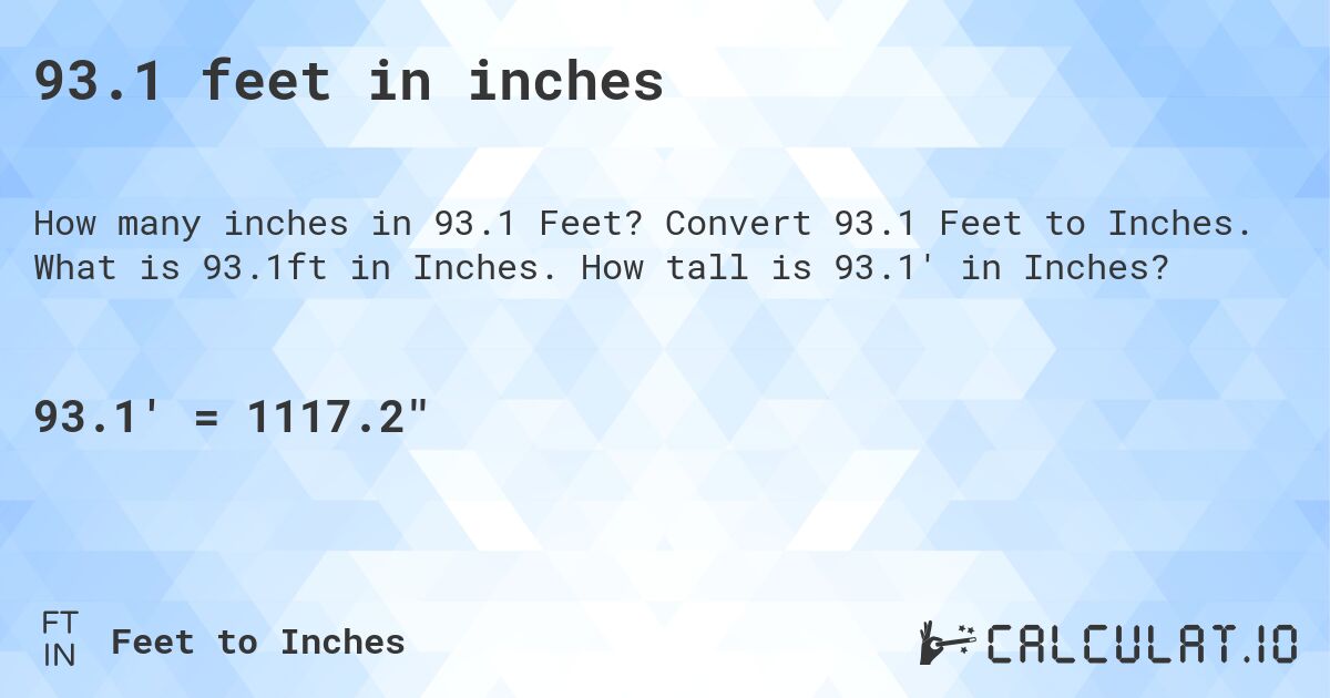 93.1 feet in inches | Convert