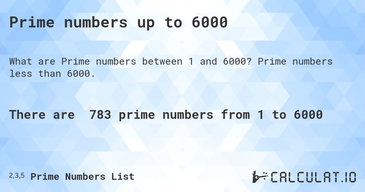 Prime numbers up to 6000 | Calculate