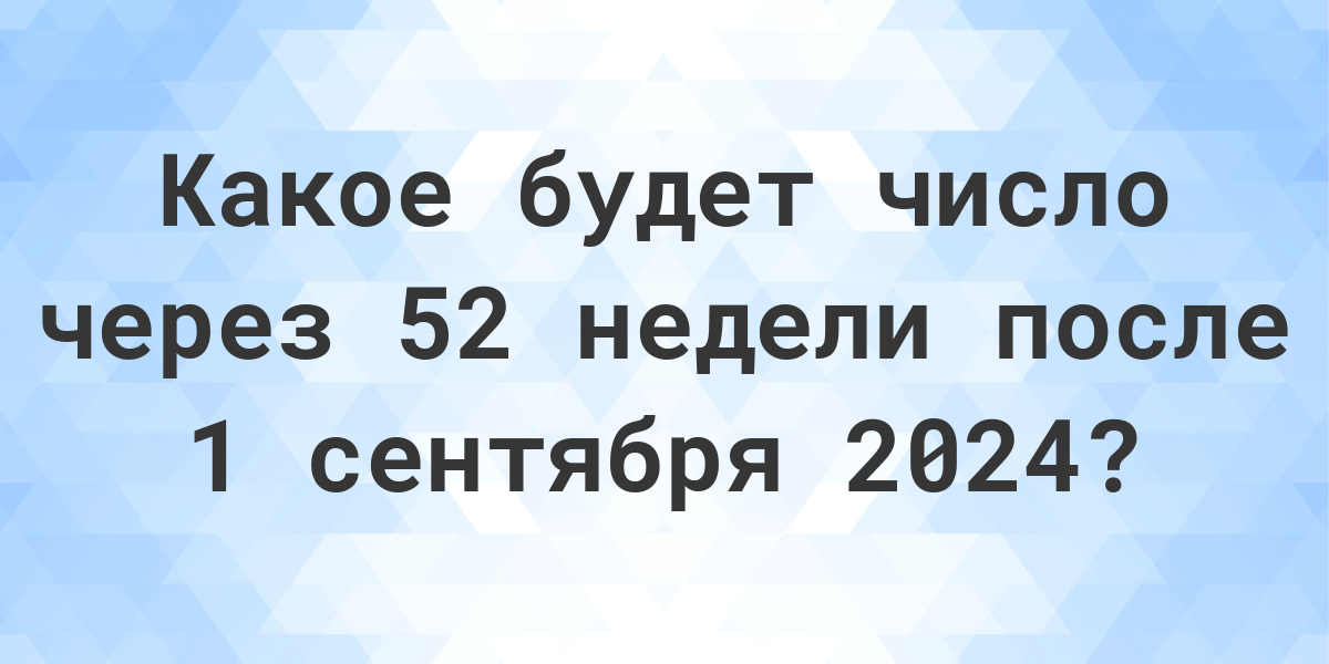 Сколько недель до 1 сентября 2024 года