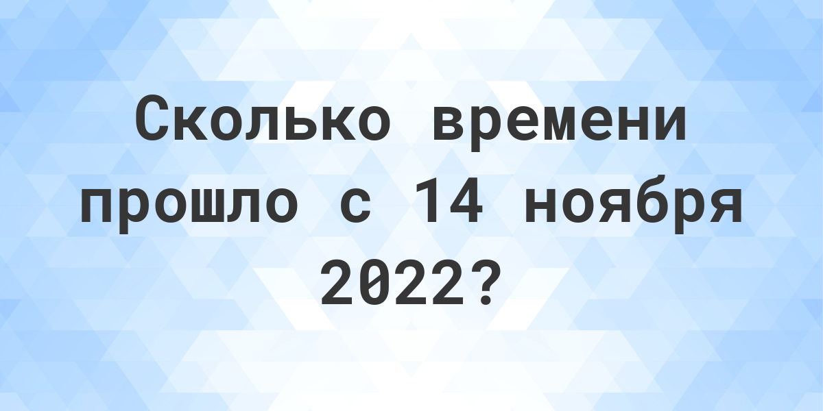 Сколько дней прошло с 14 ноября 2022? - Calculatio